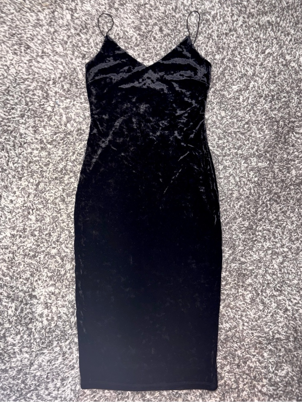 Forever 21 Black Velvet Midi Slip Dress